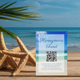 Carte D'accompagnement Beach Wedding Ocean Waves Photo Honeymoon Fund