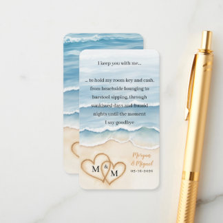 Carte D'accompagnement Beach Wedding Welcome Bag Room Key Holder Card