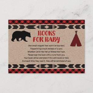 Carte D'accompagnement Bear baby shower buffle plaid kraft demande