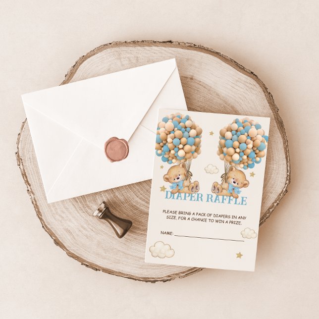 Carte D'accompagnement Bear Balloon Bearly Wait Twins Blue Diaper Raffin (Créateur téléchargé)