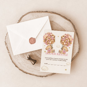 Carte D'accompagnement Bear Balloon Bearly Wait Twins Pink Diaper Raffin