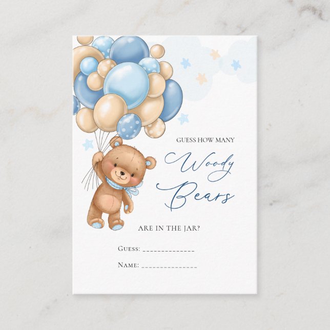 Carte D'accompagnement Bear Balloons Devine Combien D'Ours Sont Dans Le J (Devant)