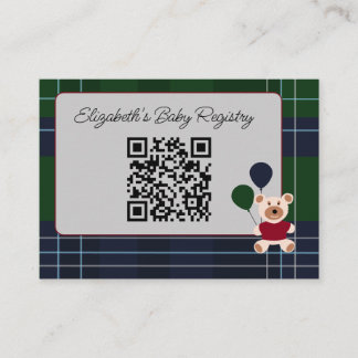 Carte D'accompagnement Bear & Balloons Plaid Baby Shower Registry