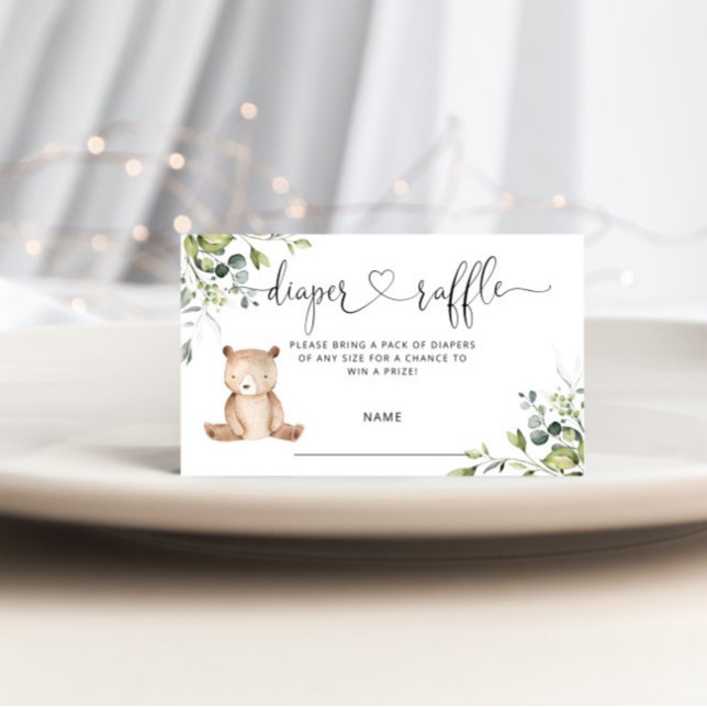 Carte D'accompagnement Bear diaper raffle ticket enclosure card (Créateur téléchargé)
