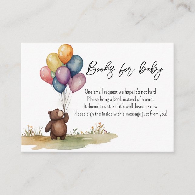 Carte D'accompagnement Bear Genre Neutre Baby shower Livres pour bébé (Devant)