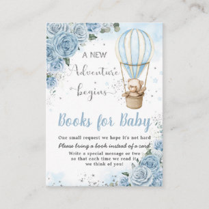 Carte D'accompagnement Bear Hot Air Balloon Blue Floral Livres pour bébé