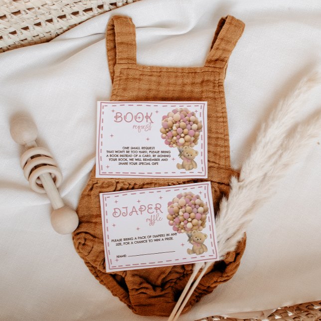 Carte D'accompagnement Bear Pink Balloons Livres pour bébé (Créateur téléchargé)