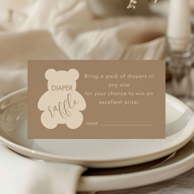 Carte D'accompagnement Bearly Wait Beige Baby Shower Diaper Raffle Ticket (Créateur téléchargé)