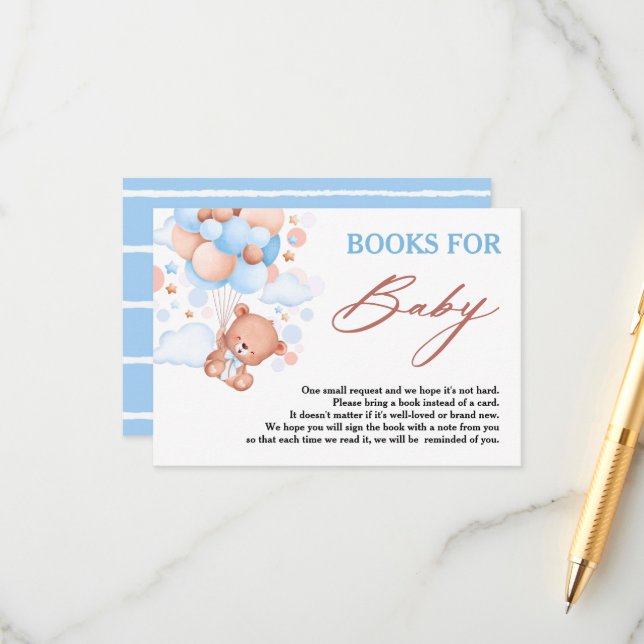 Carte D'accompagnement Bearly Wait Blue Teddy Bear Livres pour bébé (Devant/Arrière en situation)