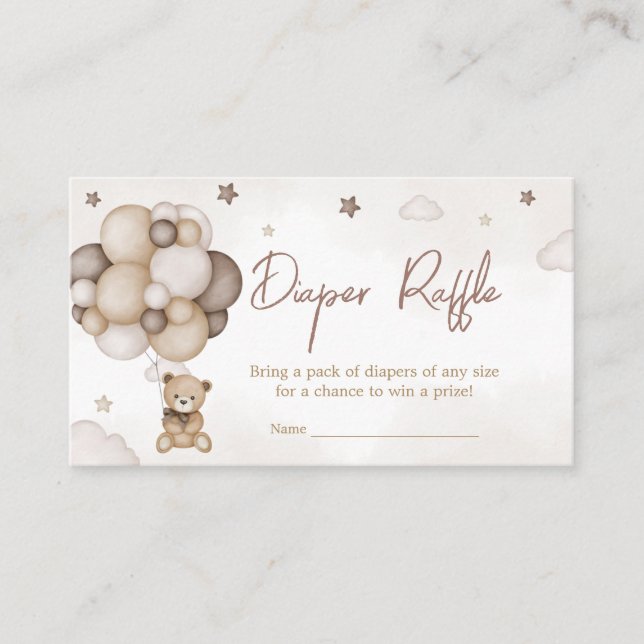 Carte D'accompagnement Bearly Wait Brown Balloon Diaper Raffin (Devant)