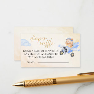 Carte D'accompagnement Bearly Wait Diaper Raffle, Aquarelle Bear Flying