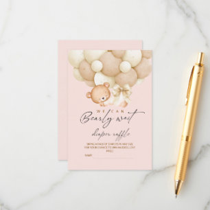 Carte D'accompagnement Bearly Wait Diaper Raffle Baby Girl Shower   