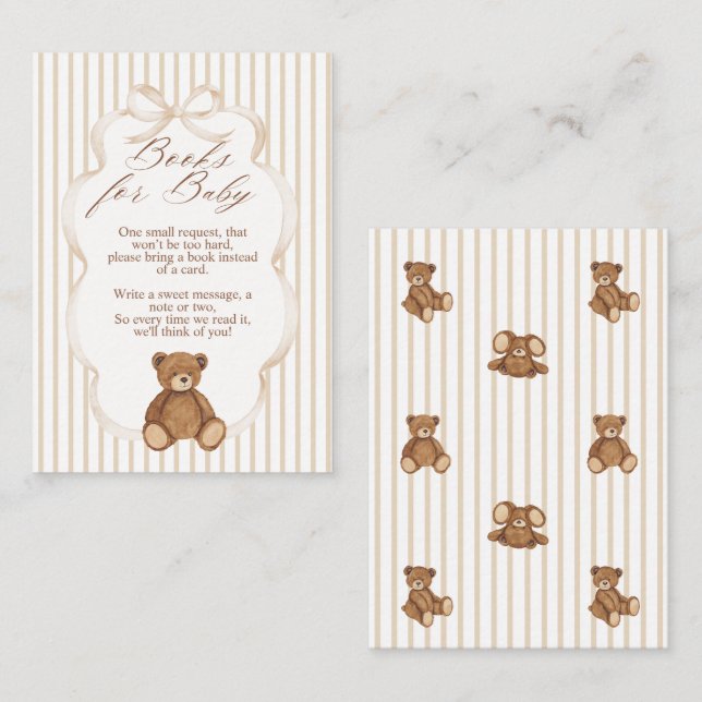 Carte D'accompagnement Bearly Wait Elegant Baby Shower book request (Devant / Derrière)