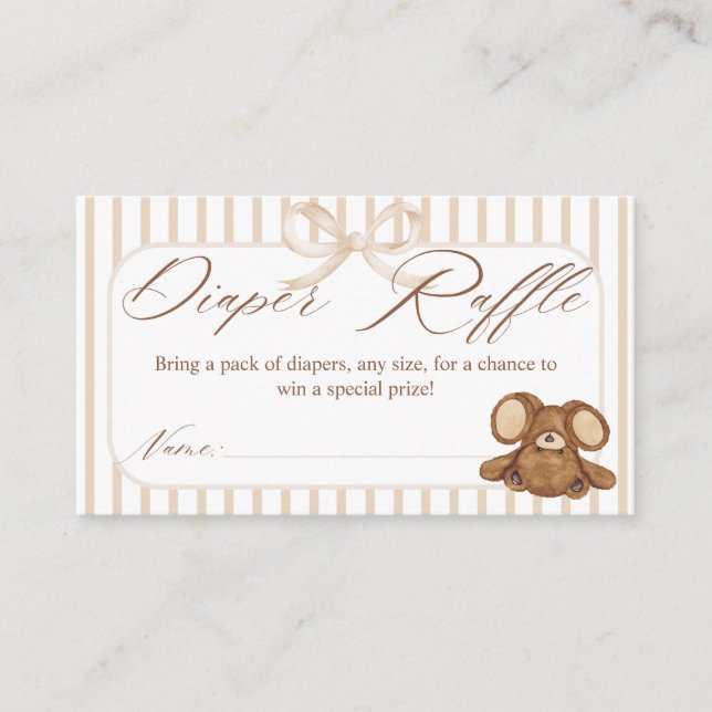 Carte D'accompagnement Bearly Wait Elegant Baby Shower diaper raffle (Devant)