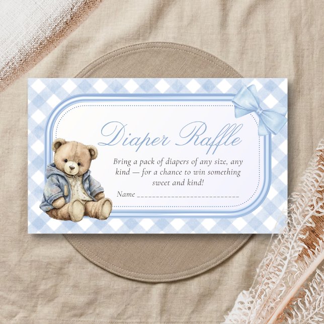 Carte D'accompagnement Bearly Wait Elegant Bear Baby Shower Diaper Raffle (Blue Bear Baby Shower Diaper Raffle)