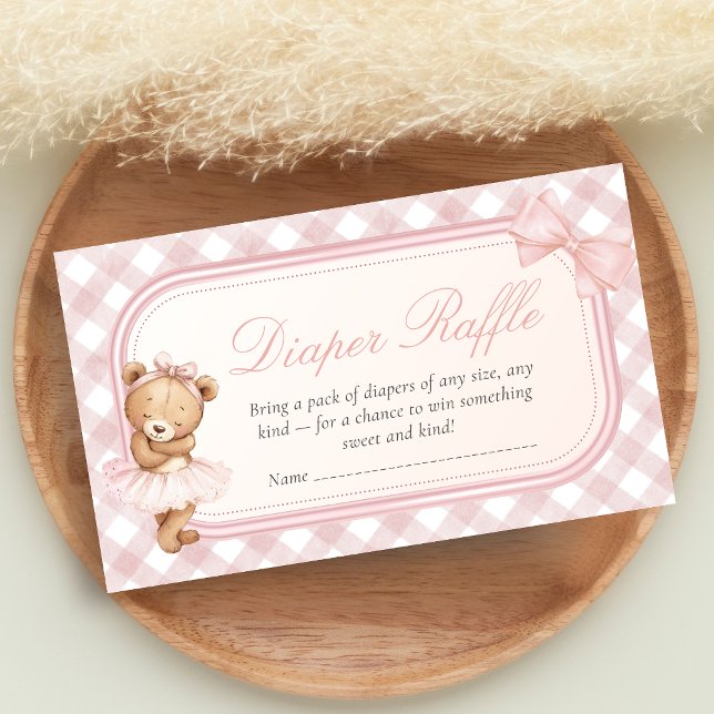 Carte D'accompagnement Bearly Wait Elegant Bear Baby Shower Diaper Raffle (Pink Bear Baby Shower Diaper Raffle)
