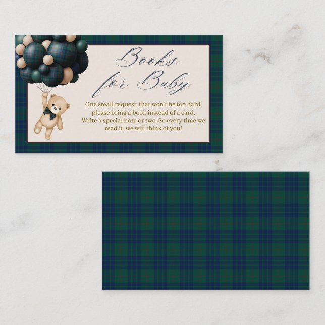 Carte D'accompagnement Bearly Wait Teddy Balloon Baby Shower books (Devant / Derrière)