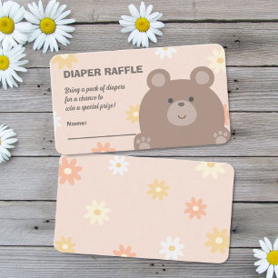 Carte D'accompagnement Beary Mignonne Baby shower Pois Roses Repas de cou