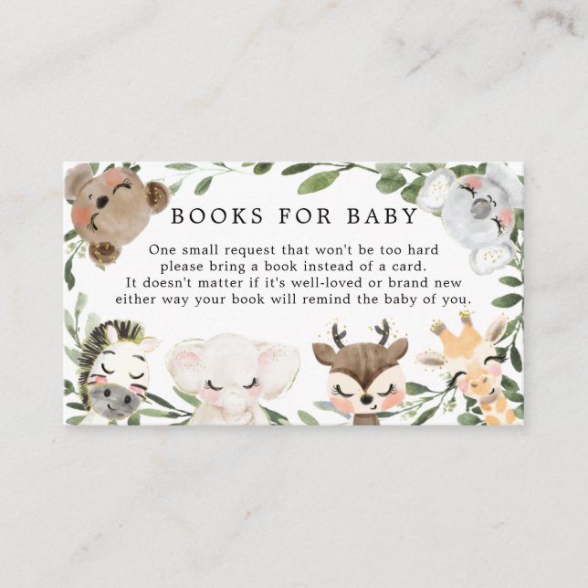 Carte D'accompagnement Beau Animaux Livres Pour Baby Baby shower Card (Devant)