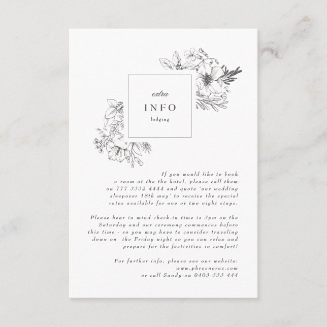 Carte D'accompagnement Beau Monogramme Floral Mariage de couronne dessiné (Devant)