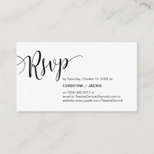 Carte D'accompagnement Beau script noir, réponse RSVP