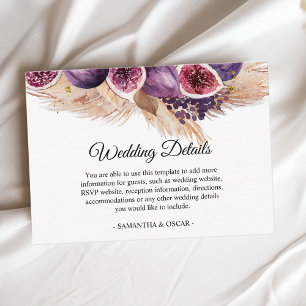 Carte D'accompagnement Beauté tendance violet Figs & Pampas