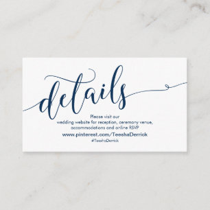 Carte D'accompagnement Beautiful Navy Blue, Mariage Site Web Détails