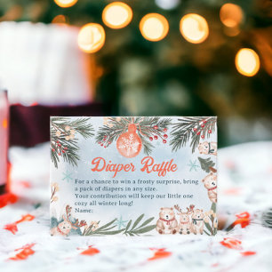 Carte D'accompagnement Beaux animaux baby shower de couche de Noël d'hive