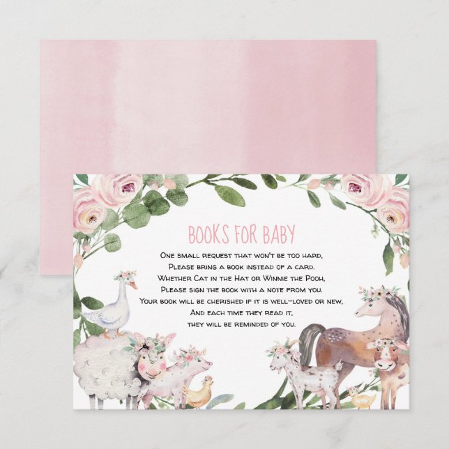 Carte D'accompagnement Beaux animaux de ferme barnyard livres filles pour (Devant / Derrière)