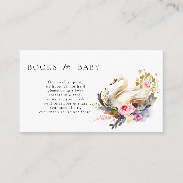 Carte D'accompagnement Beaux Livres de Baby Shower Cygne pour Bébé (Devant)