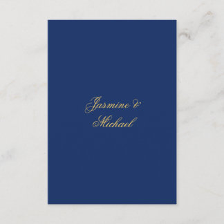 Carte D'accompagnement Beaux Noms De Couple Calligraphie Chic Bleu & Or