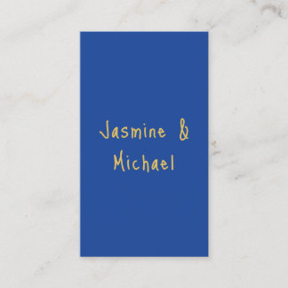 Carte D'accompagnement Beaux Noms De Couple Calligraphie Chic Bleu & Or