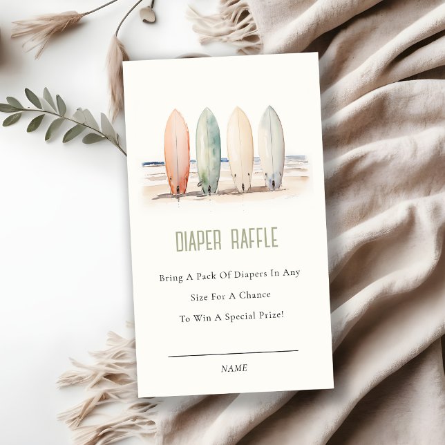 Carte D'accompagnement Bébé à bord Surfboard Déchets Baby shower à raffle (Créateur téléchargé)