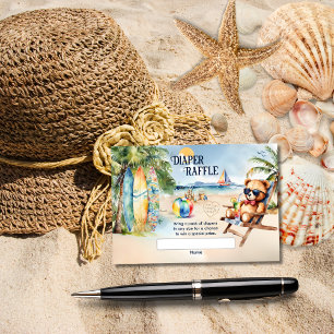 Carte D'accompagnement Bébé À Bord Surfboard Teddy Bear Diaper Raffle