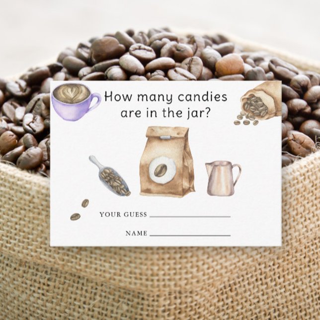 Carte D'accompagnement Bébé brasse tasse de café Combien de bonbons (Créateur téléchargé)