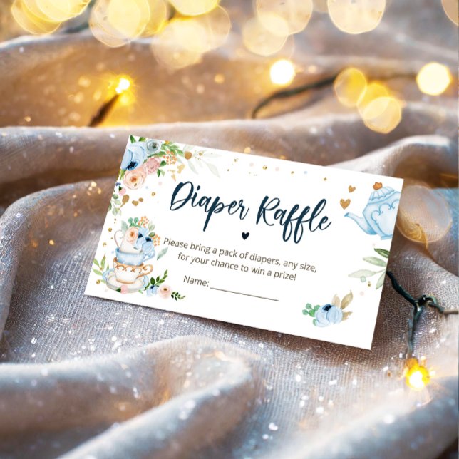 Carte D'accompagnement Bébé brasse Thé Déchet Baby shower bleu Raffle (Créateur téléchargé)