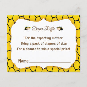 Carte D'accompagnement Bébé Bumble Bee's Baby shower Raffle Ticket