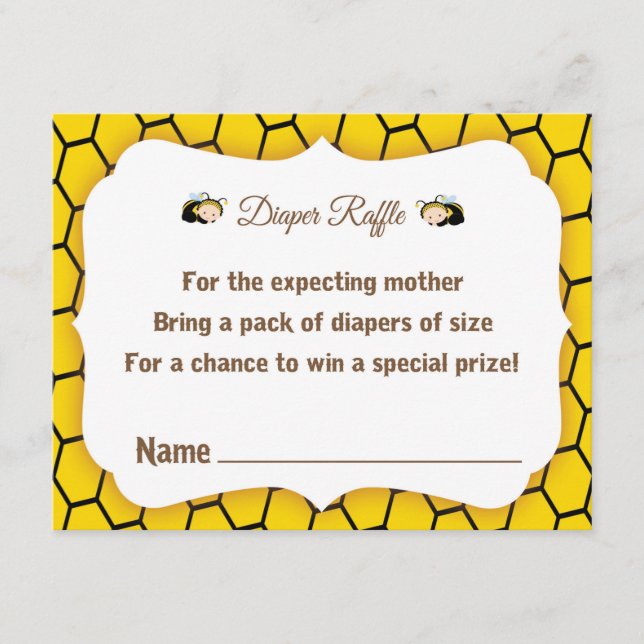 Carte D'accompagnement Bébé Bumble Bee's Baby shower Raffle Ticket (Devant)