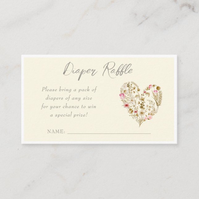 Carte D'accompagnement Bébé Coeur Floral En Fleur Déchets Raffle (Devant)