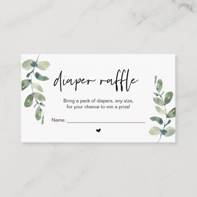 Carte D'accompagnement Bébé Déchets Raffle, Gagnez un prix, Verdure Décon (Devant)