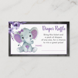 Carte D'accompagnement Bébé Elephant billet de tombola Purple Floral