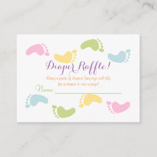 Carte D'accompagnement Bébé Empreintes Baby shower Déchets Raffle Billets