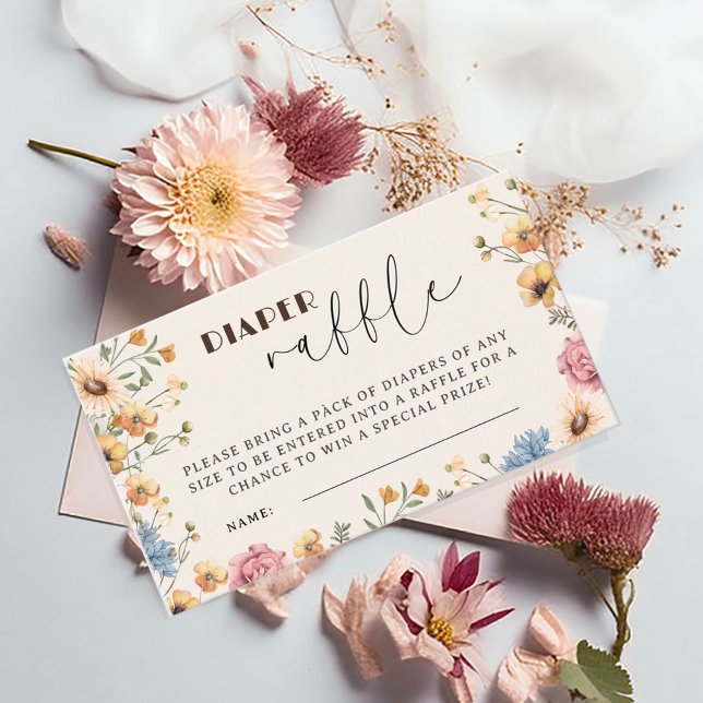 Carte D'accompagnement Bébé en fleur Baby shower floral Déchets Raffle (Créateur téléchargé)