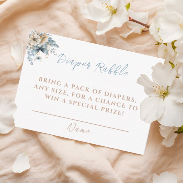 Carte D'accompagnement Bébé en fleur bleu Baby shower de frai de couches (Créateur téléchargé)