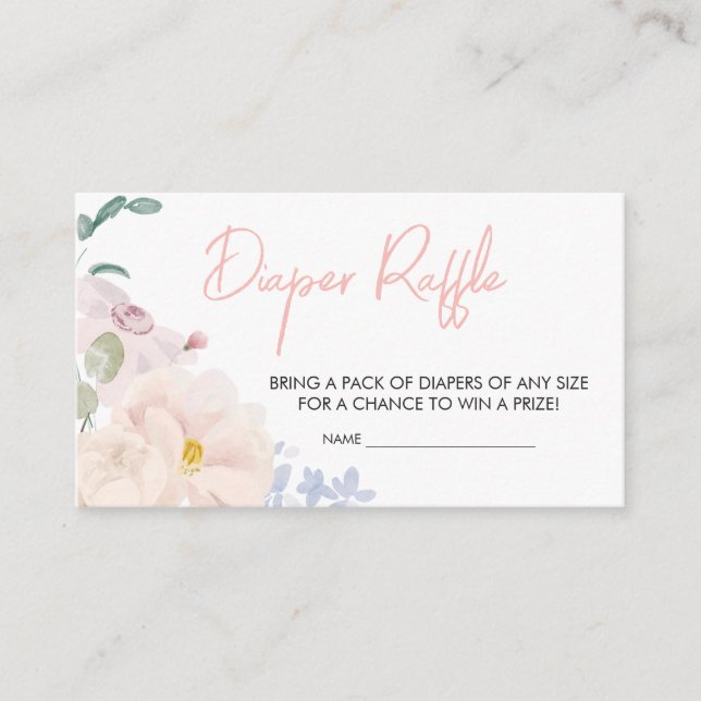 Carte D'accompagnement Bébé en Fleur Blush rose floral Raffle (Devant)