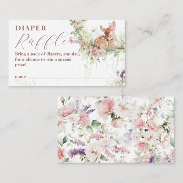 Carte D'accompagnement Bébé en Fleur Bois Floral Bébé Fille Douche (Devant / Derrière)