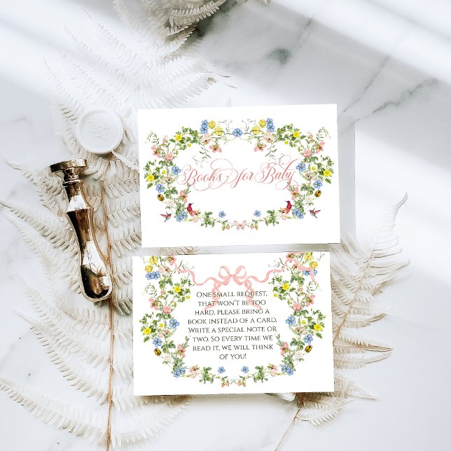 Carte D'accompagnement Bébé en Fleur Bow rose Baby shower Floral Fille (Créateur téléchargé)