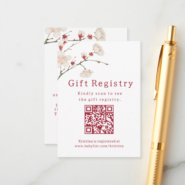 Carte D'accompagnement Bébé en Fleur Fleur Baby shower d'enregistrement c (Devant/Arrière en situation)