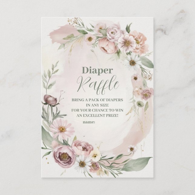 Carte D'accompagnement Bébé En Fleur Flush Ressort Floral Diapper Raffle (Devant)