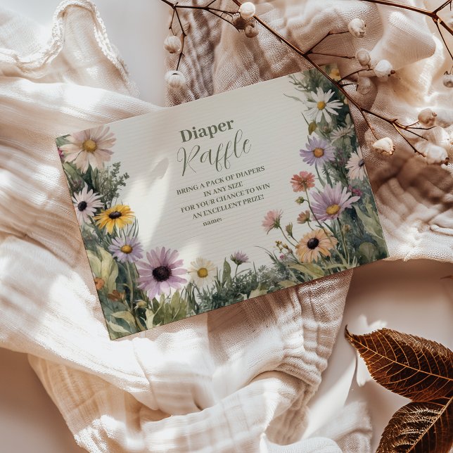Carte D'accompagnement Bébé en Fleur Jardin Diapper Raffle (Créateur téléchargé)
